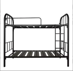 Modern Commercial Iron Bunk Bed Heavy Duty Durable Black Frame for School Dormitory and Bedroom Hotel Apartment