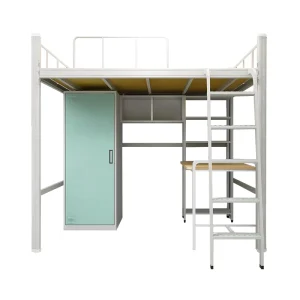Modern Convertible School Dormitory Bunk Bed with Steel Cabinets for Bedroom and Living Room Use