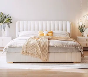 Modern Customizable Storage Bed Frame Queen Size PU Leather Upholstered Metal Frame Multifunction Small Apartment Bed