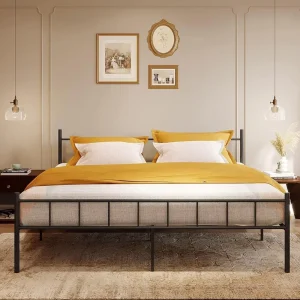 Modern Designer Simple Bedding Metal Double Bed Frame Luxury European Market Assembled Bedroom Furniture for Home Use