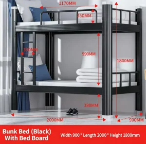 Modern Double Bed for Adults and Children Metal Frame Bunk Dormitory Beds for Hotel and Apartment Use