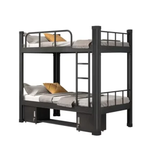 Modern Double Bunk Beds with Deck Steel Frame for Home Hotel School & Dormitory Apartment Bedroom Use