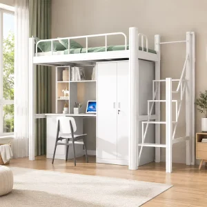 Modern Full Double Decker Adjustable Bunk Bed Storage Space Saving Steel Frame for Bedroom School Living Room Hotel