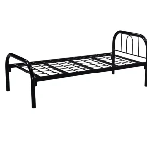 Modern Heavy Duty Single Metal Bed Frame Student Dormitory Bed with Mesh Base Sturdy Cold Rolled Steel Bed for Staff Housing
