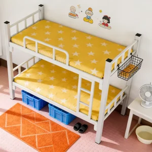 Modern Iron Bunk Bed Double Deck Metal Frame for Two Person Dormitories Worker Spaces Space Saving Stable