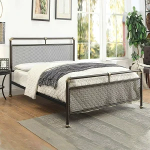 Modern Iron Metal Bunk Bed Double Queen King Mesh Design Headboard Storage Moistureproof for Bedroom Hotels Apartments School