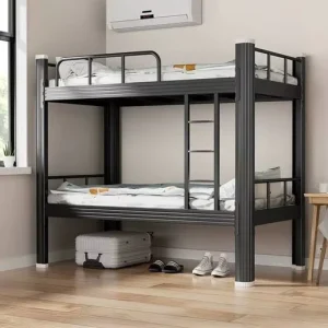 Modern King Size Girls Loft Bed with Metal and Wood Construction for School Dorm Use