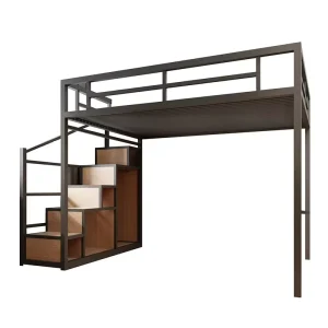 Modern Loft Full Metal Frame Full XL Adjustable Bed Guardrails Save Space Eco-Friendly Bedroom Furniture for Hotels Schools