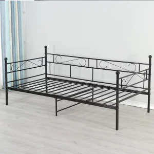 Modern Luxury Design Gray Metal Iron Bunk Double Bed Frame with Panel Box New Style and Functionality Shantai Ming