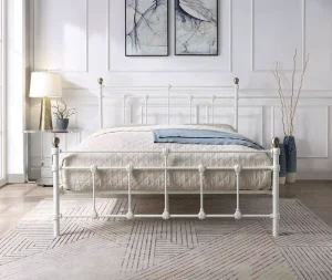 Modern Luxury Heavy Duty Steel Metal Platform Bed Frame with Plywood Slats for Bedroom