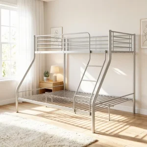 Modern Metal Bunk Bed Luxury Kids Bed Frame Set Beauty and Smart Beds for Bedroom School Department Apartment Use