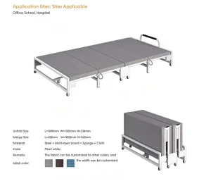 Modern Metal Single Foldable Bed Comfortable Storage & Sofa Bed Space Saving Dorm & Office Nap Bed