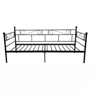 Modern Minimalist Black Metal Bunk Double Bed Frame with Eco Friendly Disassembly Design Home Bedroom Use