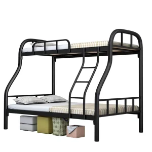 Modern Minimalist Iron Bunk Bed Upper/lower Bunks Double-decker Parent-child Bed Thickened Frame Anti-skid Ladder Long Guardrail