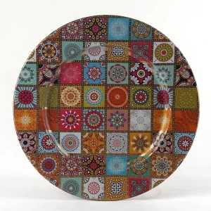 Modern Plant Printed Round Tin Plate Custom Pattern Metal Dinner Plate for Party Picnic Serving