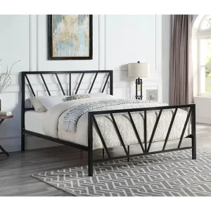 Modern Simple Custom Size Heavy Duty Black Metal Bed Frame for Home and Hotel