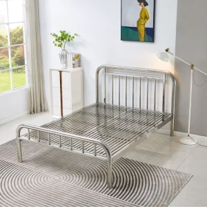 Modern Simplicity Metal Queen Size Double Bed Frame 180cm Thickened Stainless Steel Bed