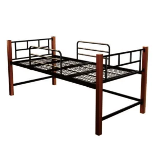 Modern Single Double Metal Platform Bed Frame with Wood Slats for Bedroom Living Room Hotel School Apartment Storage Feature