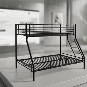 Modern Single Iron Bunk Bed Heavy Duty Storage Space Luxury Kids Bed Frame Set Home School Hotel Bedroom Apartment Use