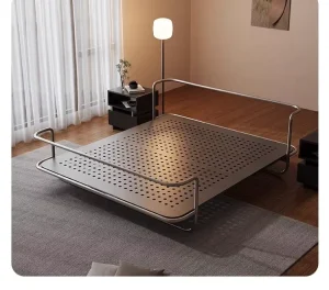 Modern Stainless Steel Double Bed Light Luxury Metal Antique Vintage for Bedroom