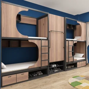 Modern Steel Double Layer Bunk Bed with Stair and Drawers Eco friendly Powder Coating for School Apartment Bedroom