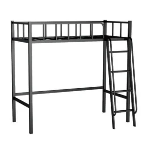 Modern White Black Metal Loft Bed Frame with Desk and Ladder Commercial Furniture for Dormitory Hospital Hotel