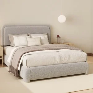 Modern Wood Bed Frame King Size Bed with Storage Solid Wood Frame
