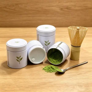 Moisture Proof Empty Plastic Cap Matcha Tin Can with Screw Lid Food Grade Powder Metal Container 30g 40g 50g White Black Silver