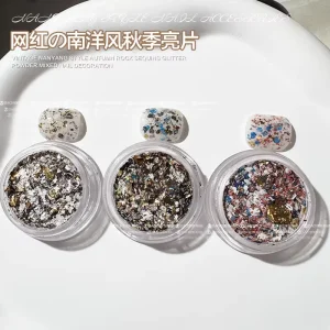 Multicolor Irregular Metal Foil Nail Flakes Mixed Chunky Glitter Powder Metallic Sequins for Nail Art Decor