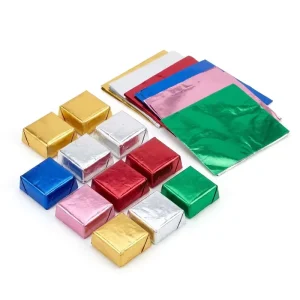 Multicolor Printed Food-Grade 12 Micron Aluminum Foil Chocolate Wrapping Paper Metal Candy Packaging Square Sheets