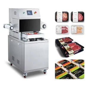 Multifunctional MAP Food Tray Vacuum Sealing Machine Nitrogen Flush Automatic Tray Sealing Machine for Fast Food Meat Mushroom