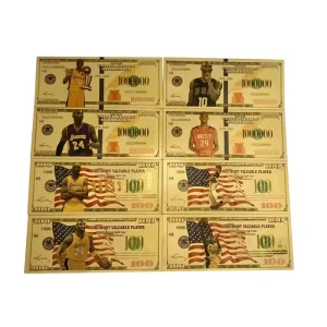 NBA Hot Sales Kobe Bryant 100 Dollar Banknote American Sports Engraved Metal Banknote for Christmas