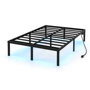 New Custom Modern Foldable Iron Bed RGB Lights Multi Color Adjustable Power Interface Load Bearing Capacity Portable Durable