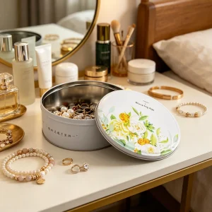 New Custom Printed Watercolor Floral Print Food Grade Tin Metal Boxes Recycled Materials Jewelry Packaging Storage for Cookies