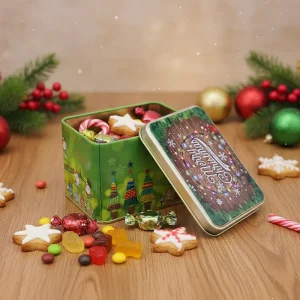 New Product Warm Christmas Style Food Grade Tinplate Custom Cookie Tin Gifts Corporate Benefits Storage