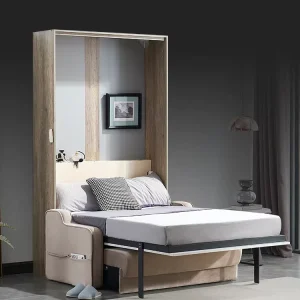 New Style Metal Bunk With Desk Bed Black Adjustable Murphy Bed WT B07