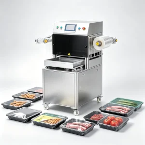 Nitrogen Pneumatic Tray Sealing Machine Airflow Automatic Commodity Pouch Sealing Machine