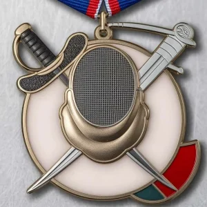 Noble Exquisite Fencing Medal With Mask and Swords Design High End Metal Craft Sports Commemorative Medal for Competitions
