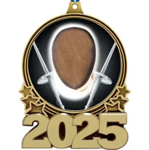 Noble Fencing Medal Award with Fencing Mask and Swords Design Crafted Medal for Fencing Competitions and Collectors