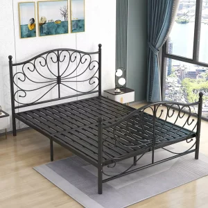 Nordic Modern Minimalist Princess Iron Bed Slatted Frame Removable Customizable Size Color Dorm Friendly Light Luxury