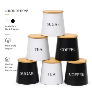 Novelty Food Grade Empty Metal Canister with Wooden Lid Sealed Storage Tin Can for Tea Coffee Sugar Kitchen Food Organizer