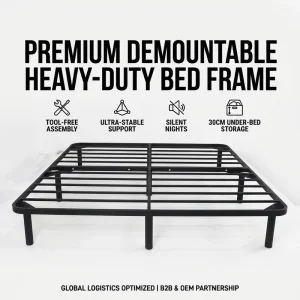 ODM Custom Size Knock Down Metal Slat Bed Base Noise Free Stable Platform Mattress Frame Flat Pack for Hotel Apartment Project