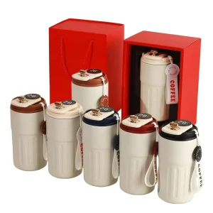 ODM Modern Long Heat Retention Travel Coffee Tumbler Digital Temp Lid Gift Boxed Stainless Steel Insulated Bottle Corporate Gift