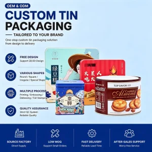 ODM OEM Factory Custom Printed Tinplate Food Packaging Box