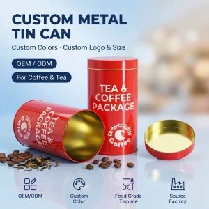 OEM Airtight Food Grade Tinplate Tin Box with Lid for Coffee, Matcha and Tea