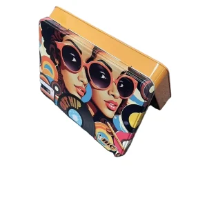 OEM Custom Empty Rectangular Metal Tin Box with Pattern for Cookies, Stationery, and Crafts