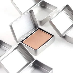 OEM Custom Small Hinged Blush Empty Tin Box 56x41x22MM Cosmetic Makeup Metal Tin Container FDA ISO9001 Factory MOQ500