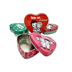 OEM Heart Shape Tin Packaging Empty Metal Tinplate Cans for Cookies Chocolate Biscuit