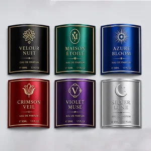 OEM ODM Custom Aluminum Perfume Label Metal Sticker for Luxury Perfume Bottle Packaging