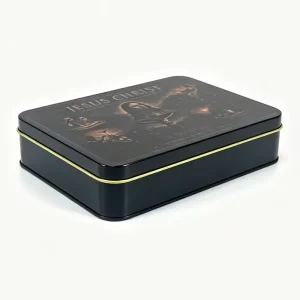 OEM ODM Custom Printed Rectangular Tinplate Tin Box Glossy Finish Decorative for Craft Keepsake Trinket Storage Gift Packaging